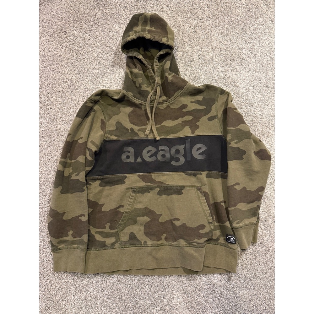 American Eagle Outfitters Sweatshirt Men Large Camo Hoodie Pullover Front Pocket